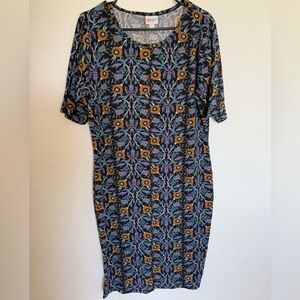 LuLaRoe Black and Orange Floral Midi Dress